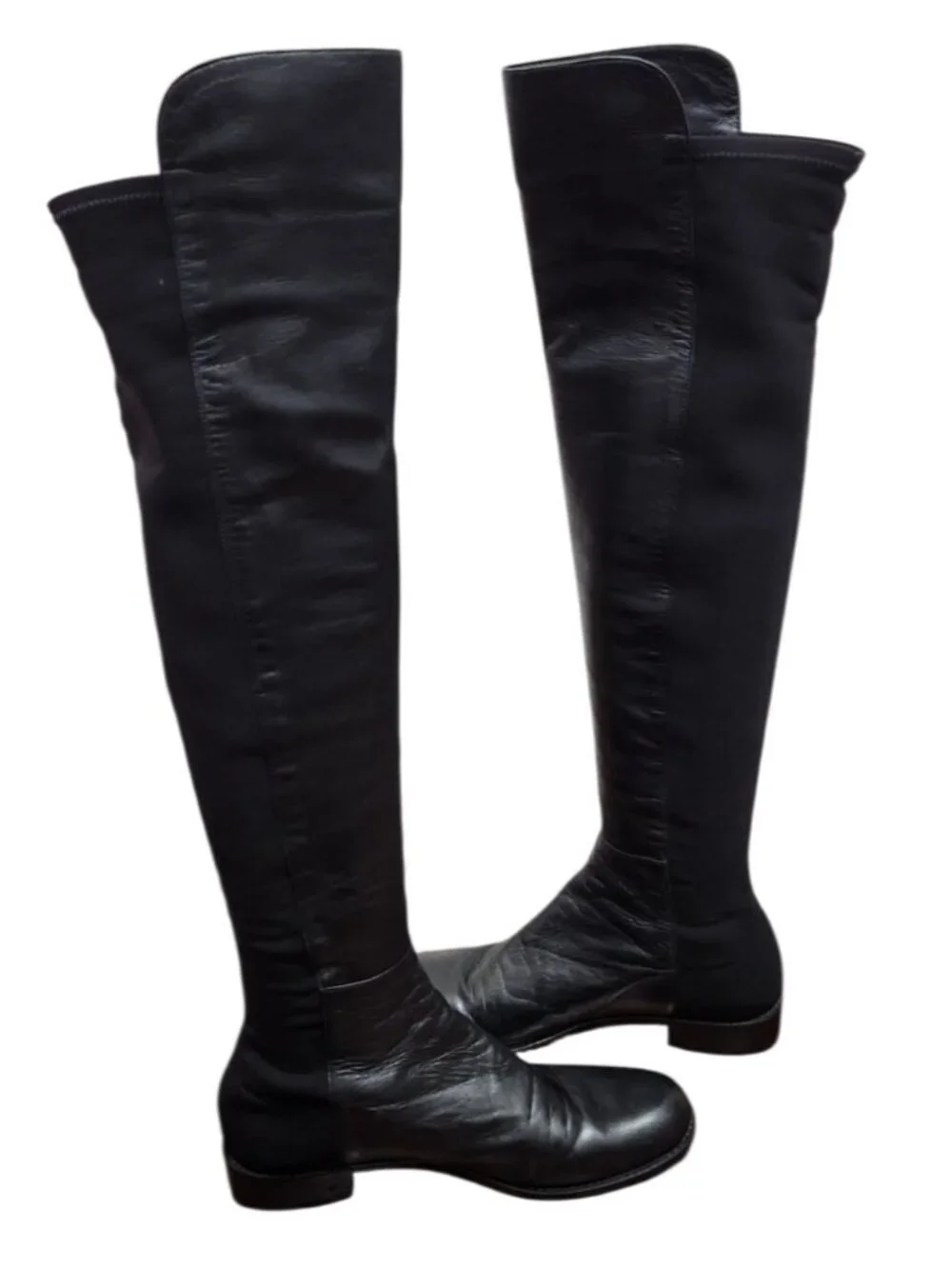 Stuart Weitzman 5050 Over The Knee Boots Black Leather Stretch Back Size 8 M
